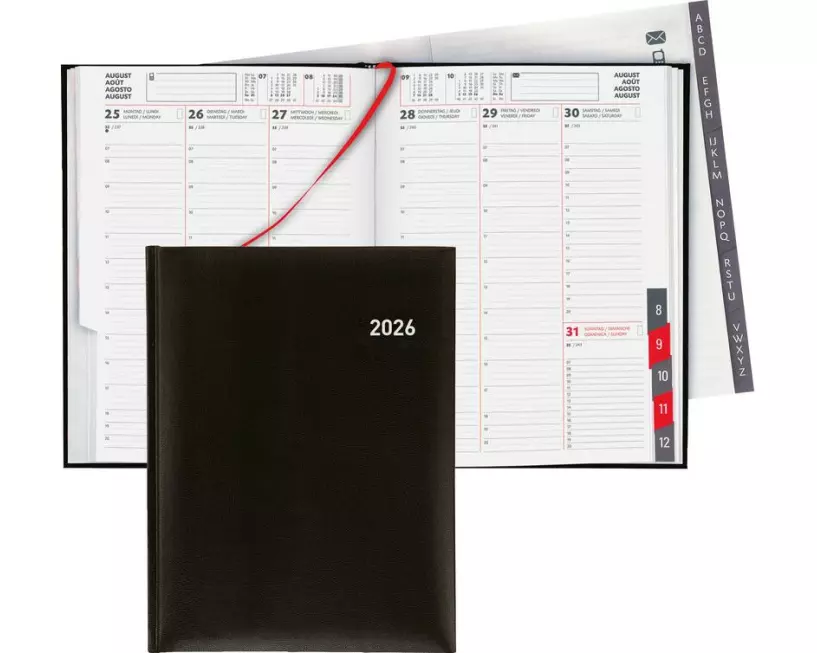 Biella Geschäftsagenda Orario Schwarz, 17.8 x 23.5 cm