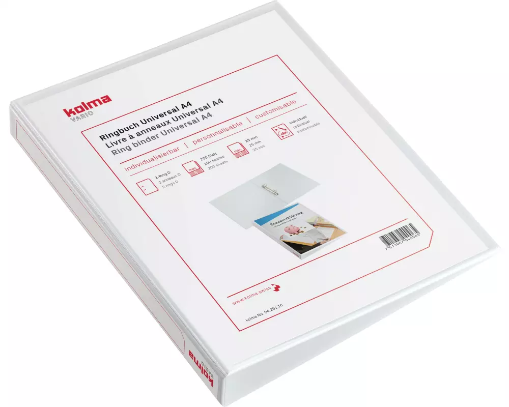Kolma Ringbuch Vario light Ø 4.3 cm, Weiss