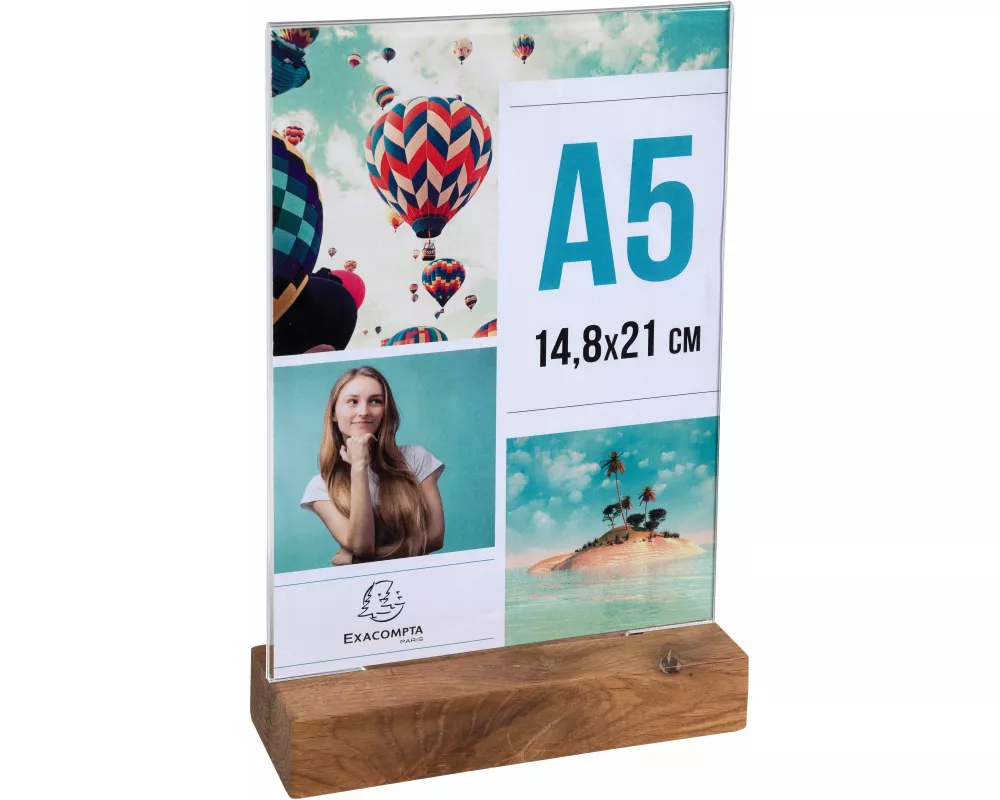EXACOMPTA Tischaufsteller A5 85258D transparent, holzs. hoch