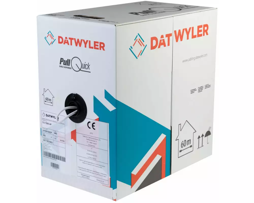 Dätwyler IT Infra Verlegekabel CU 7000 4P Home Cat 7, S/FTP, 305 m, Weiss