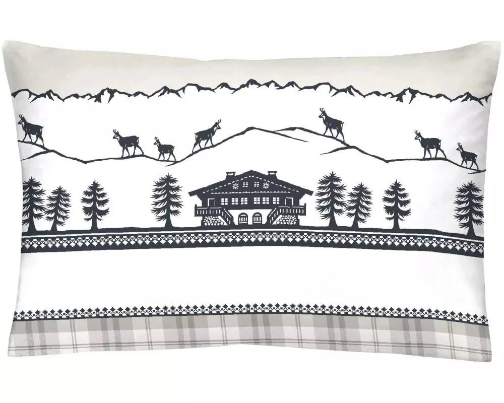 Home Fashion Kopfkissenbezug Satin Cosalina Grau/Weiss, 50 x 70 cm