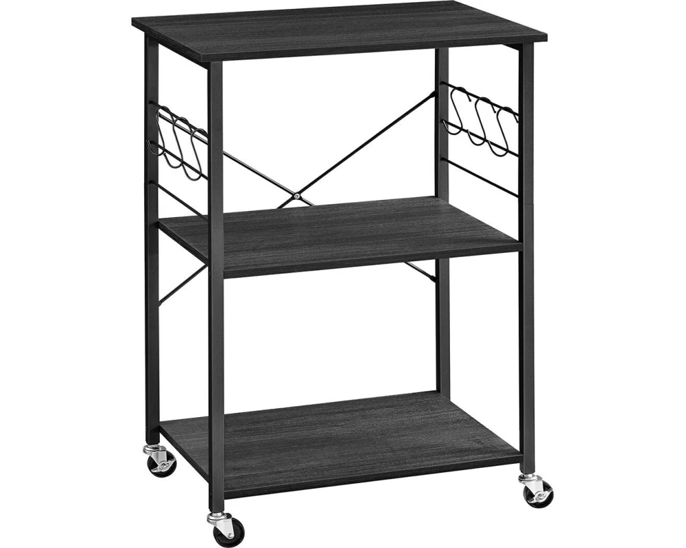 VASAGLE Küchenregal mit 3 Ablagen Schwarz