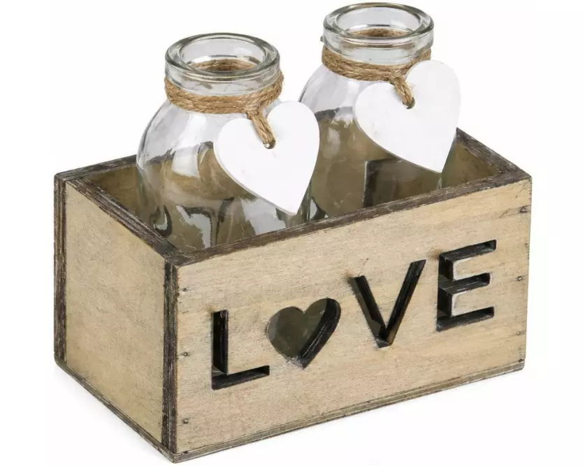 CHALET Chalet Holz-Tray Love 2 Flaschen
