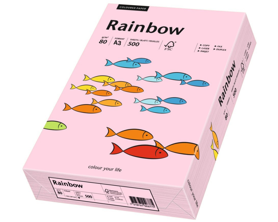 RAINBOW Papier hellrosa/54 A3 88042522 FSC, 80g 500 Blatt