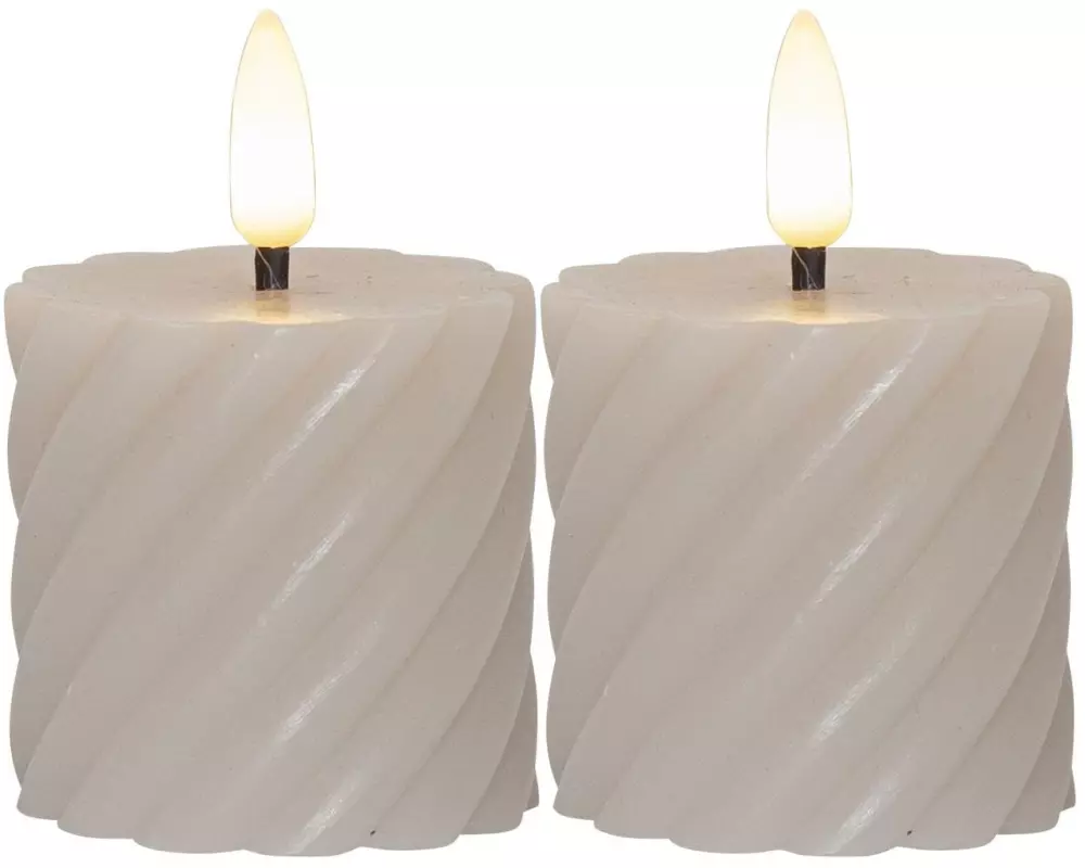 Star Trading LED-Kerzen Set Flamme Swirl, Ø 5 x 7.5 cm, Beige, 2 Stk
