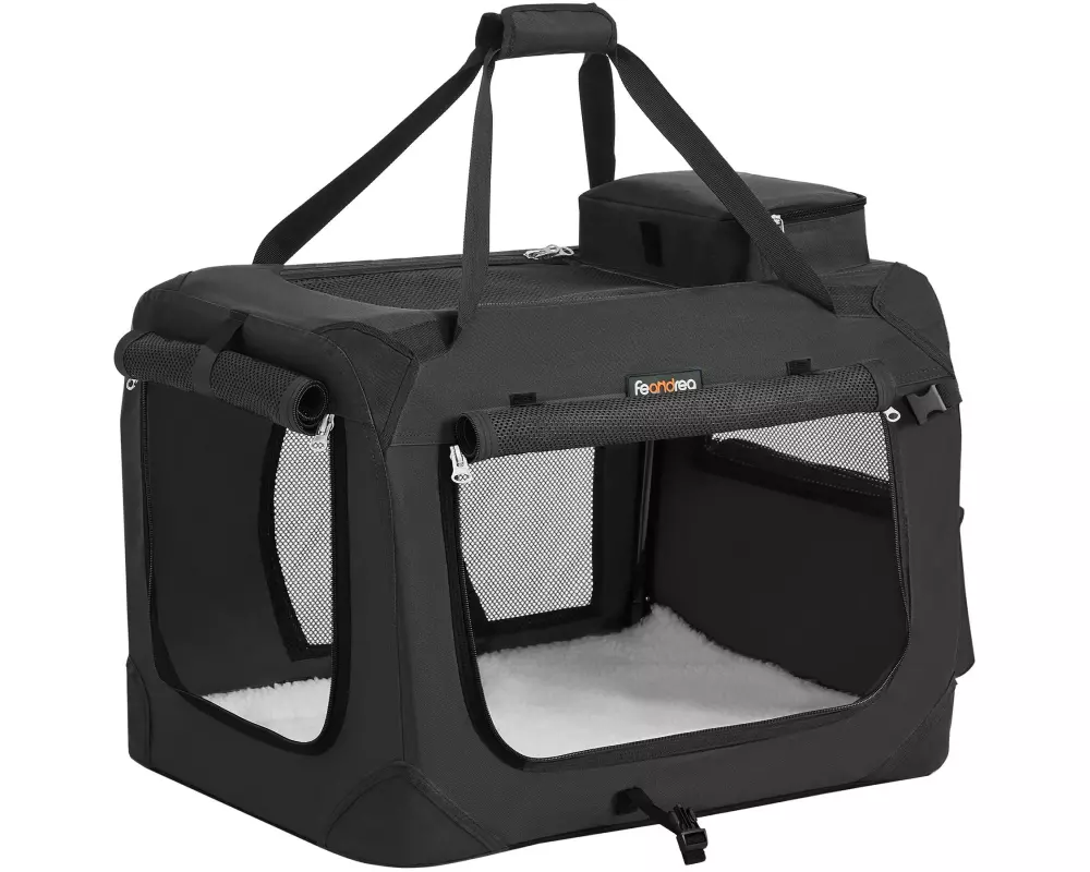 Feandrea Transportbox Haustier, 60 x 42 x 42 cm, Schwarz