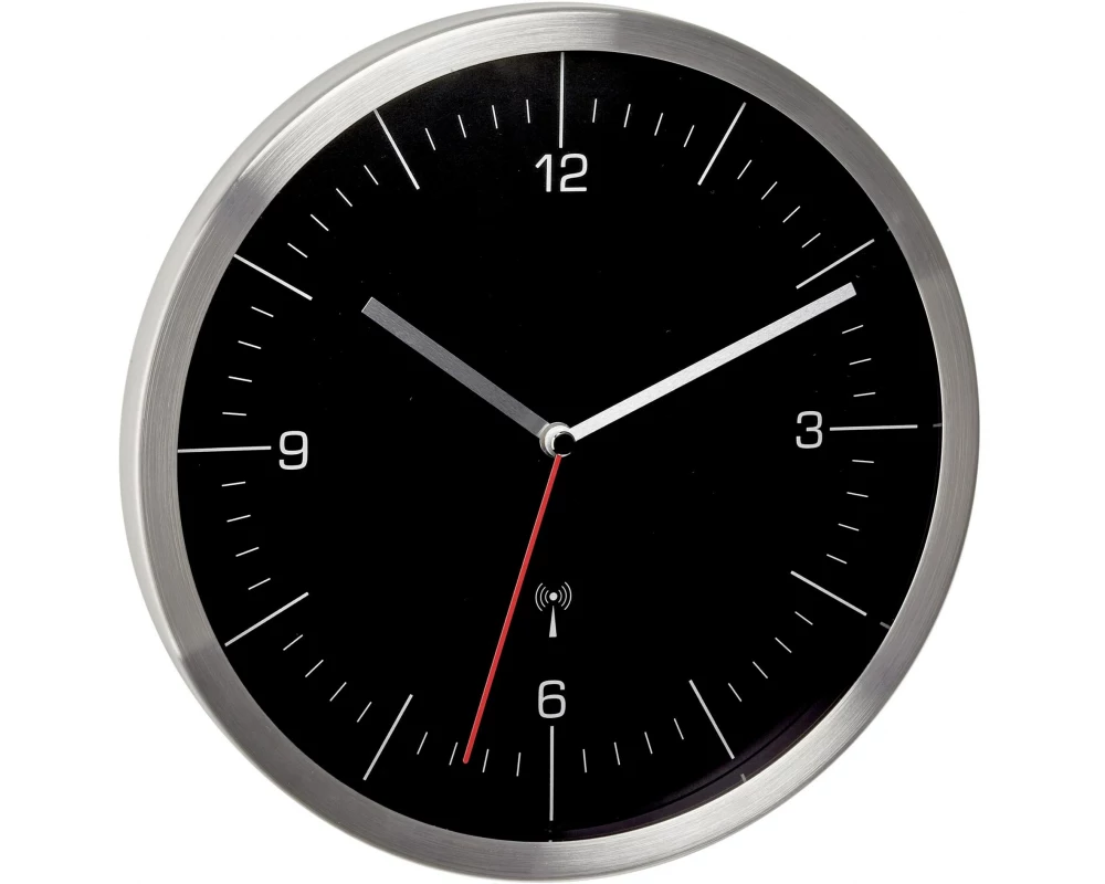 TFA Dostmann Funk-Wanduhr Schwarz