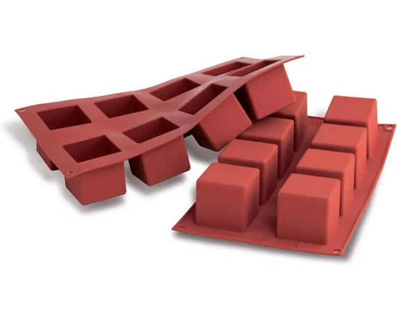 Silikomart Backform Würfel, Silikon, 50 x 50 mm, Braun