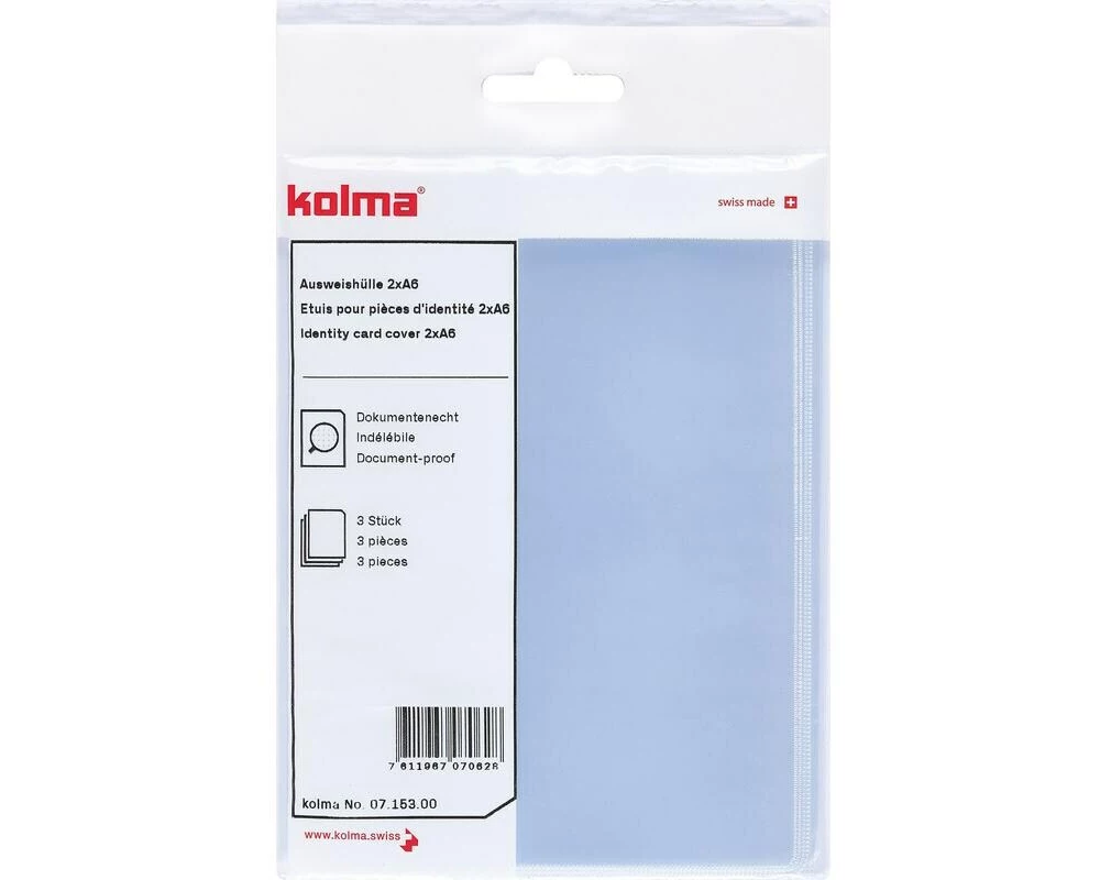 Kolma Ausweishalter 2 x A6 CopyResistant Transparent, 3 Stück