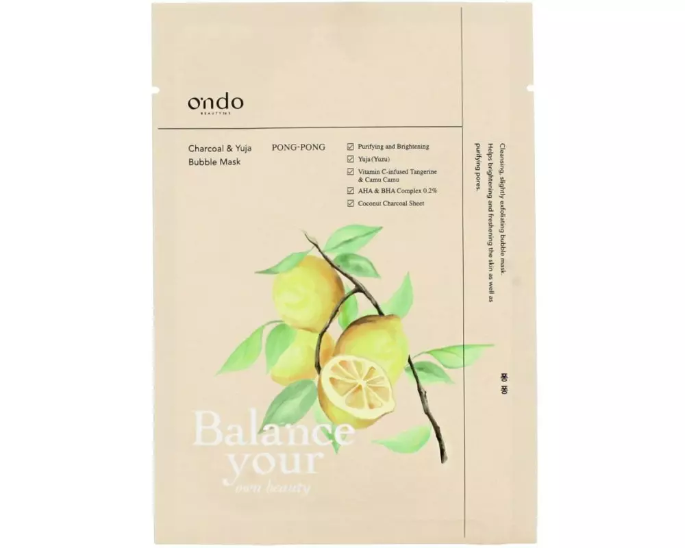 Ondo Beauty 36.5 Charcoal & Yuja Bubble Mask 25 g