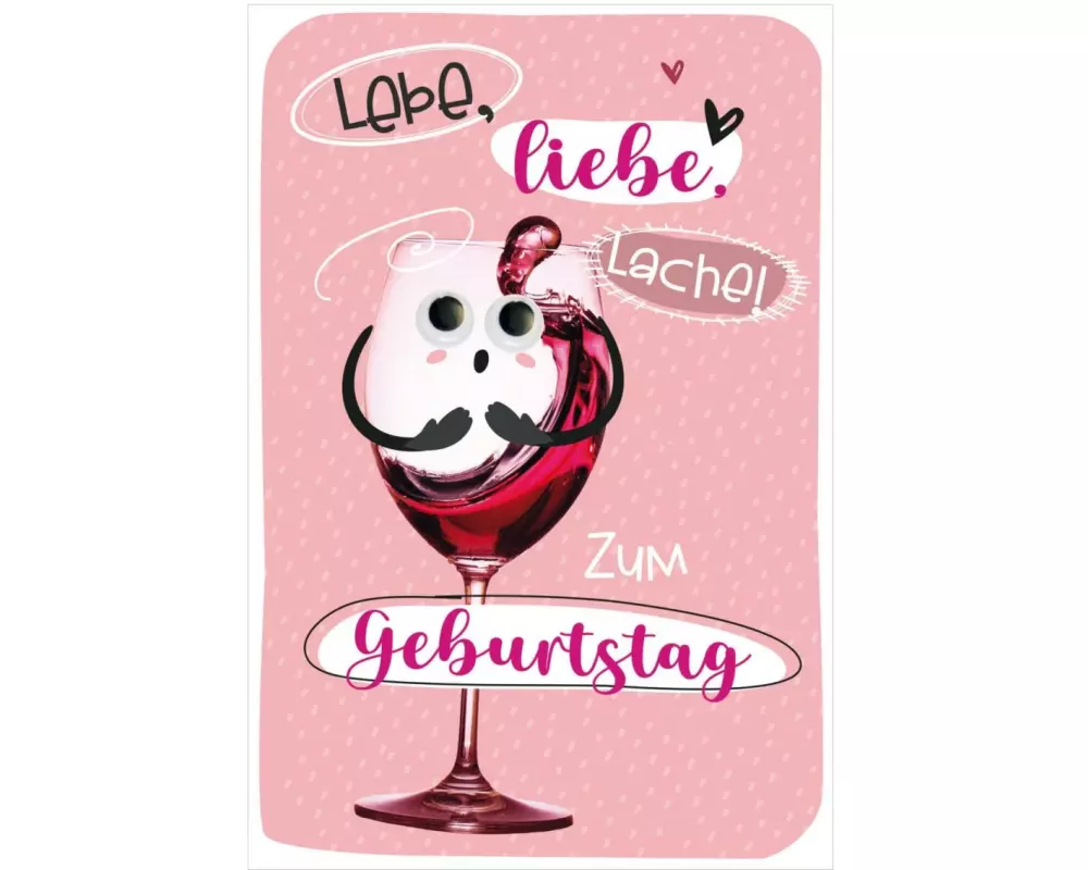 Susy Card Geburtstagskarte Wein mit Wackelaugen 11.5 x 17 cm