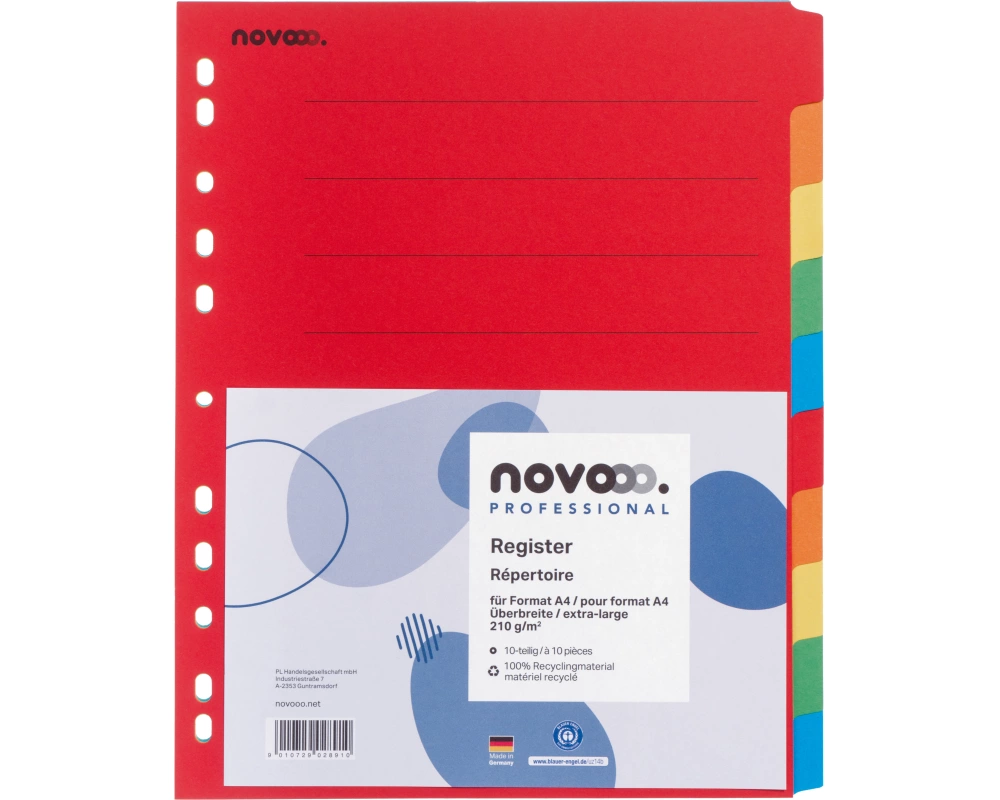 NOVOOO Kartonregister A4+ 40641 intensiv 10-teilig