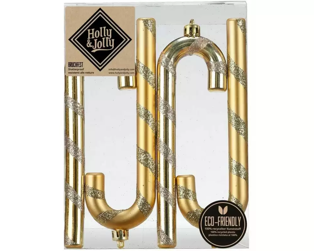 Holly & Jolly Zuckerstange 14 cm Royal Gold, 4 Stück