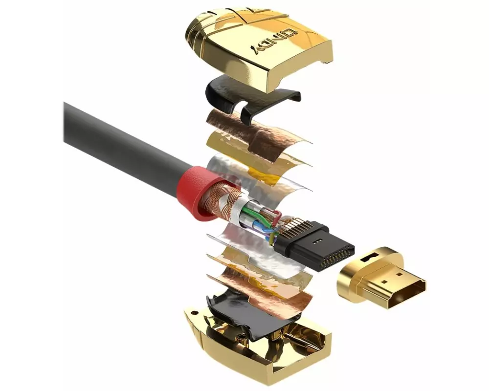 LINDY GOLD Video Cable, HDMI 2.0, HDMI-HDMI M-M, 7.5m, grey, High Speed