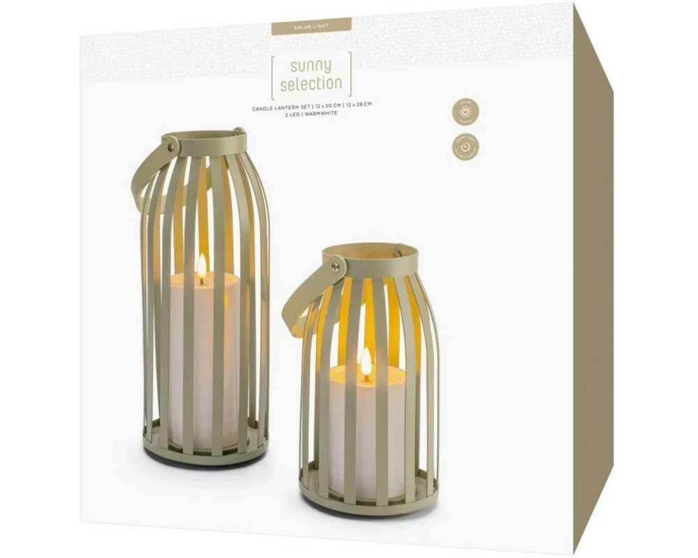 STT Solar Kerzenlaternen-Set 2 Stück, Grün