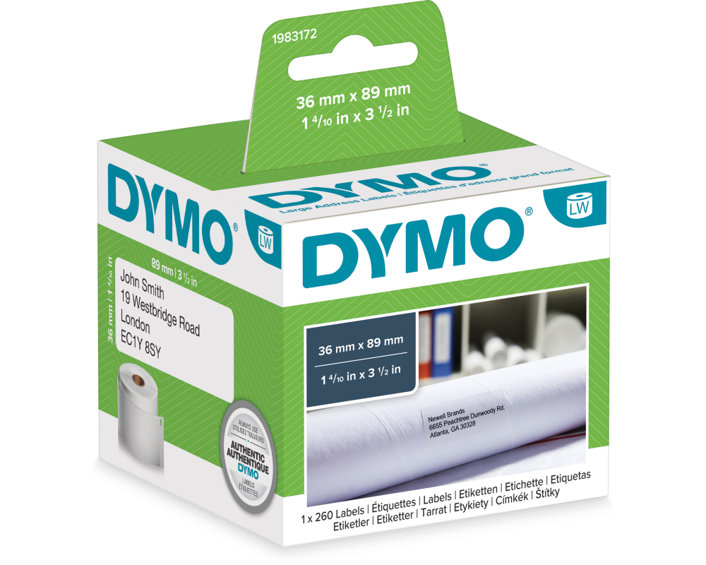 DYMO Adress-Etiketten 89x36mm 1983172 weiss, Papier 1 Rl./260 Stk.