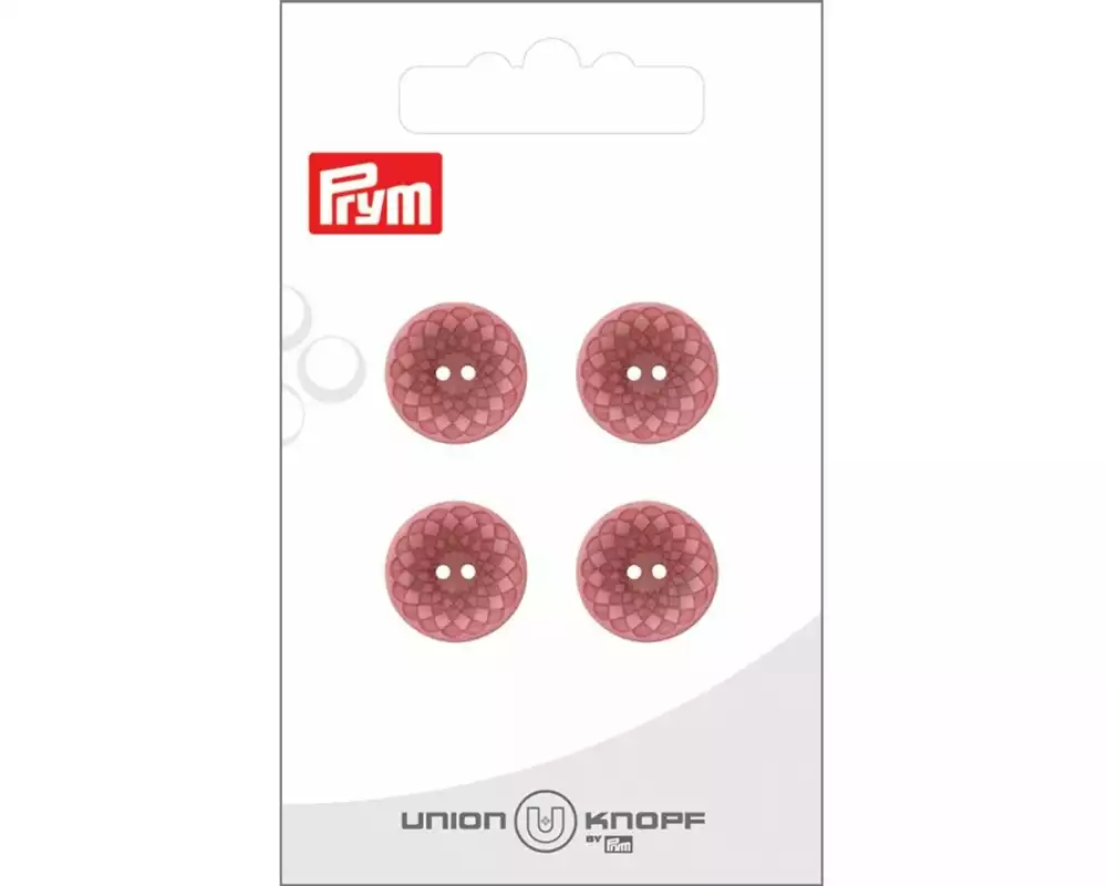 Prym Union Knopf Knöpfe Polyester 15 mm, 4 Stück, Rosa