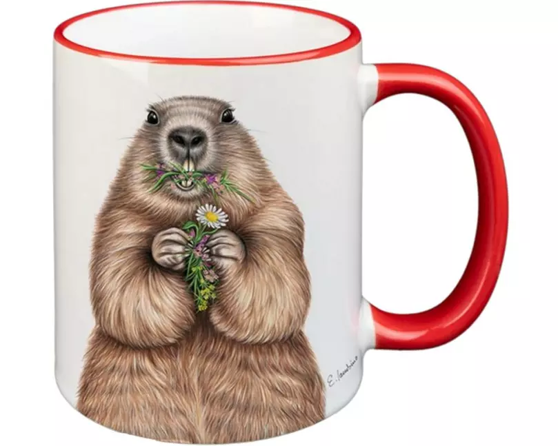 creanorm Tasse Murmeltier 330 ml, 1 Stück, Rot/Weiss