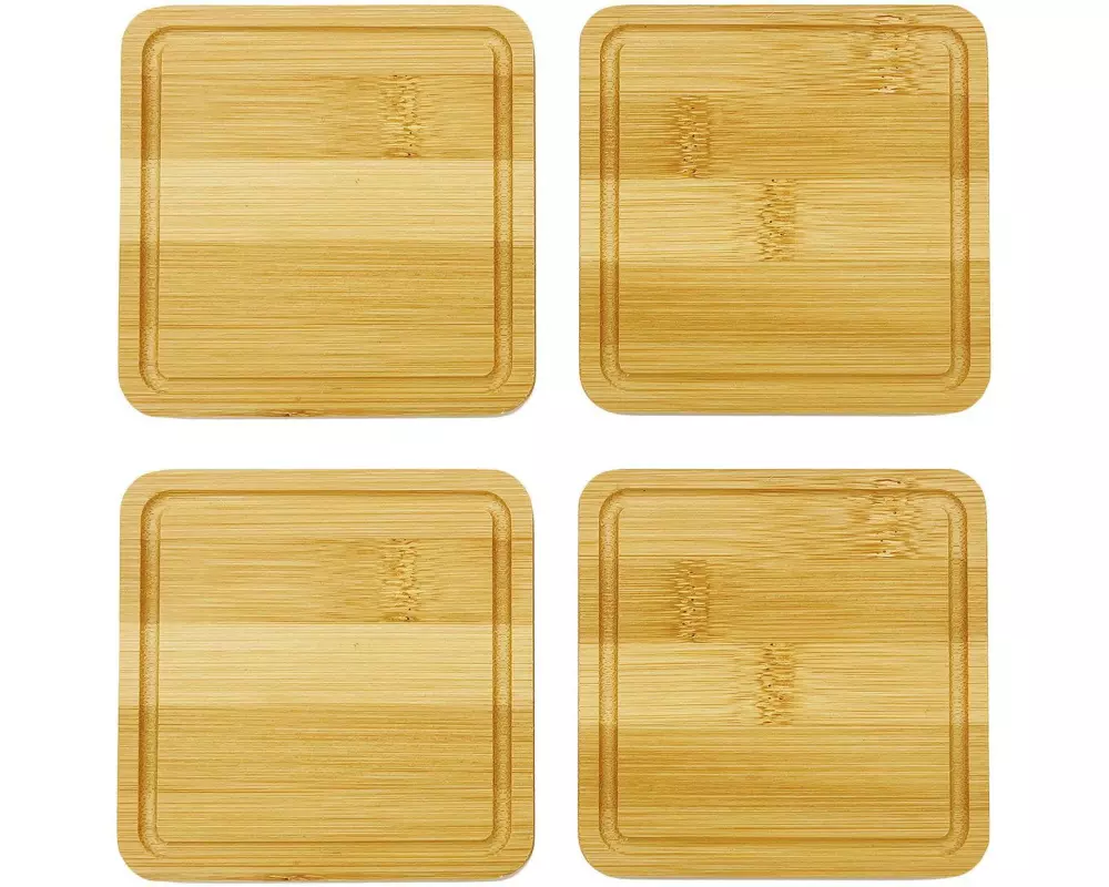 G. Wurm Glasuntersetzer Bambus 10 cm, 4 Stück, Braun