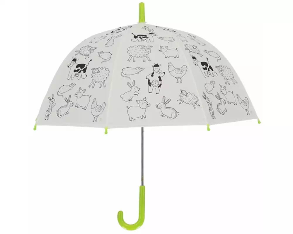 Esschert Design Bastelset Schirm Bauernhoftiere zum Bemalen Grün/Weiss