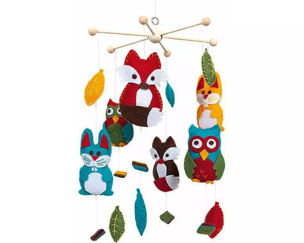 Folia Mobile Waldtiere, Grün/Blau/Rot/Gelb