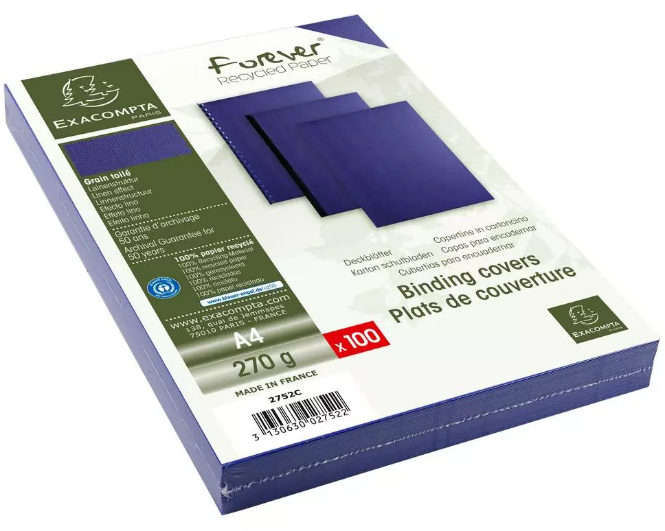 Exacompta Einbanddeckel Forever 270 g/m², 100 Stück, Blau