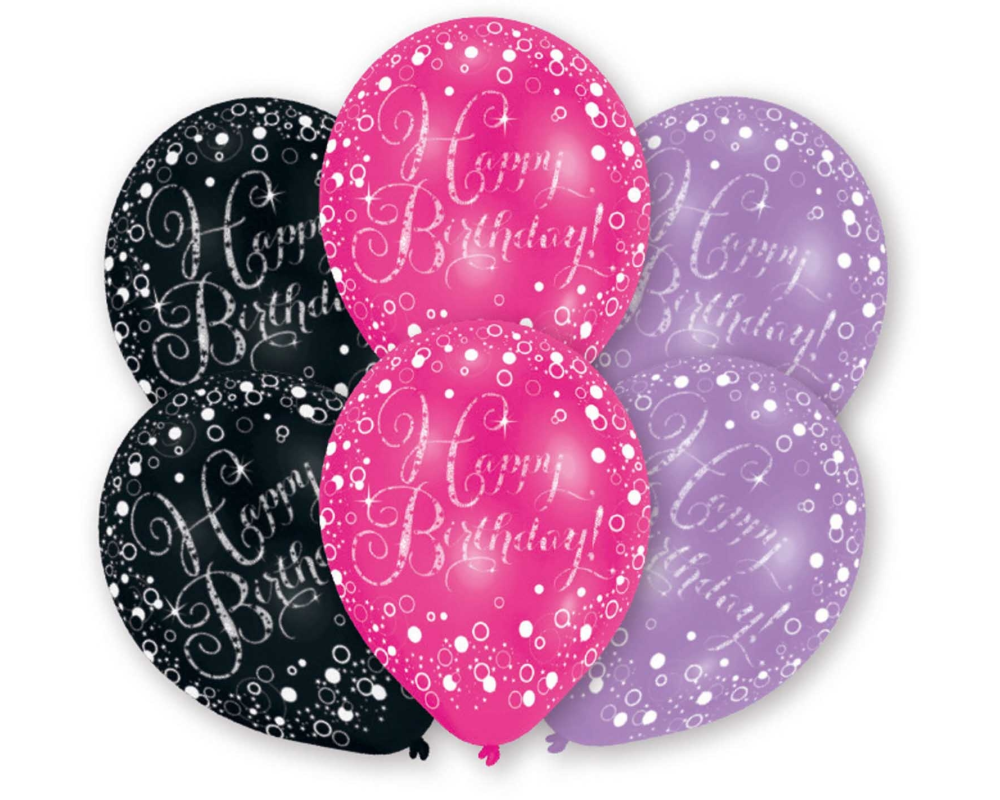 NEUTRAL Latexballons 6 Stk. 9901070 pink, purple, black 27.5cm