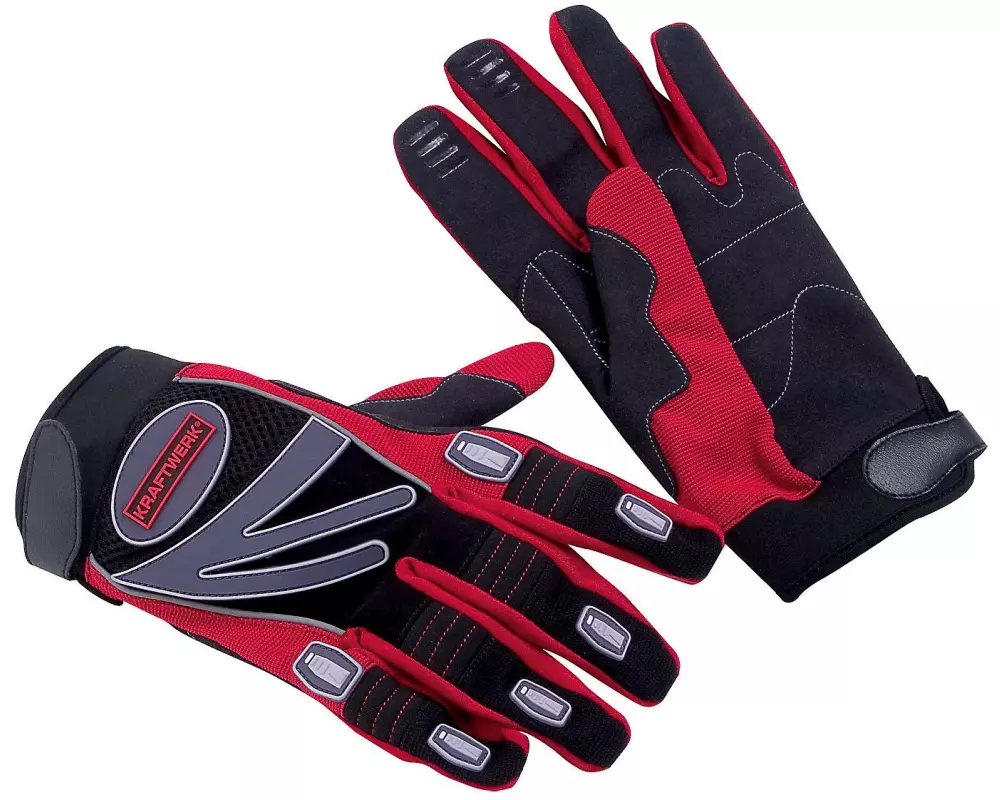 Kraftwerk Schutzhandschuh M, Schwarz/Rot/Grau, 1 Stück
