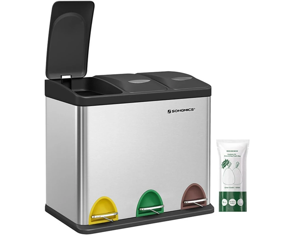 Songmics Abfalleimer 24 l, Silber