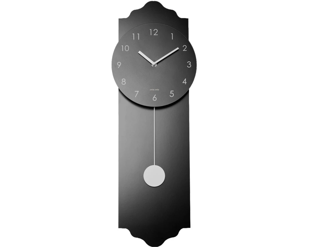 Chic Mic Wanduhr Pendelum Clock 24 x 70 cm, Schwarz
