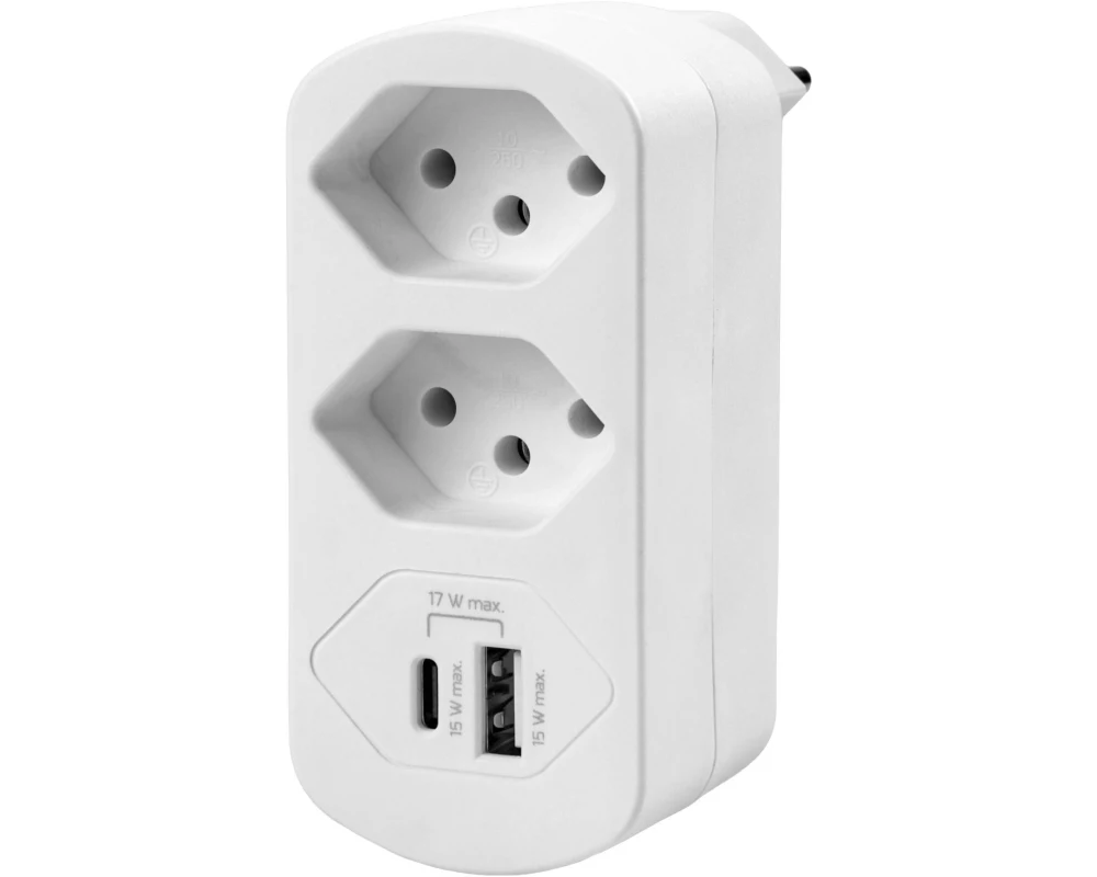 FURBER.power Mehrfachstecker Flexo 2 x T13, USB-A, USB-C, drehbar