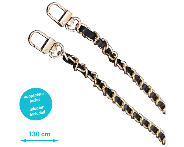 ZANAÉ Phone Necklace Leather 18310 Gold & Chain black / gold