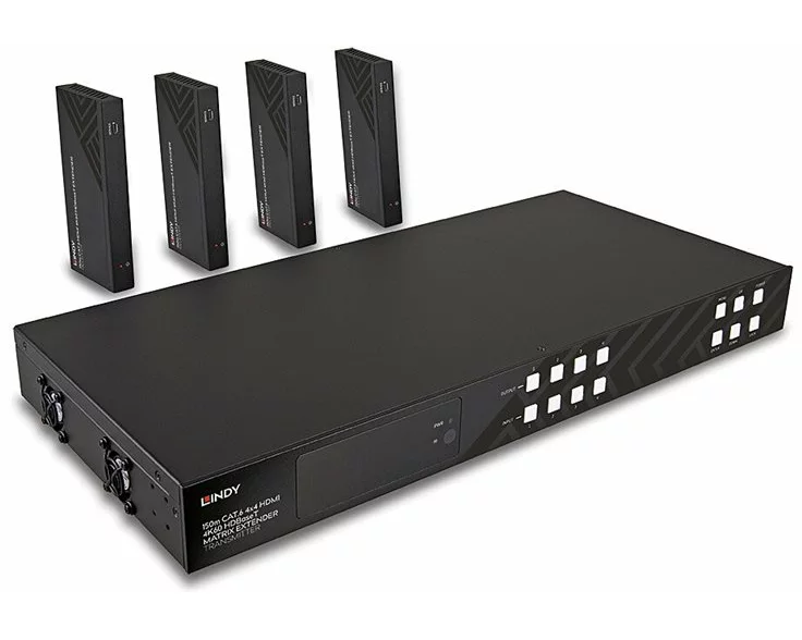 LINDY 150m Cat.6 4x4 HDMI, 4K60, HDBaseT, Matrix Extender