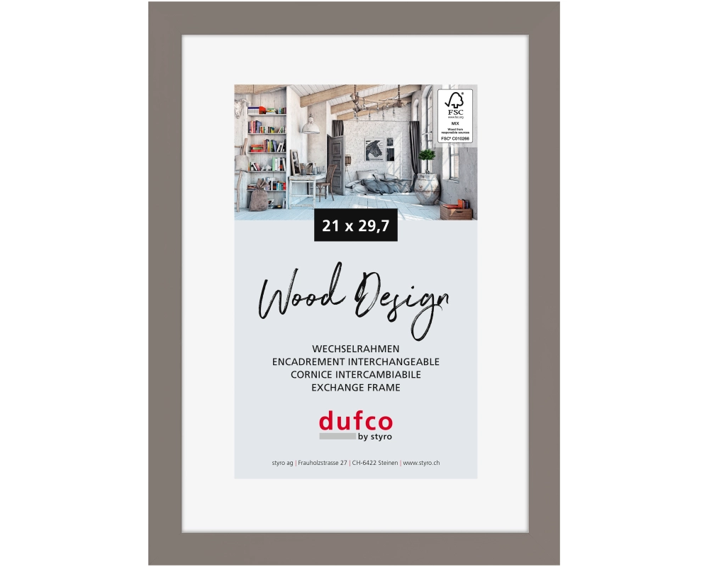 DUFCO Holz-Bilderrahmen 21x29.7cm 1610.80663 Toronto grau