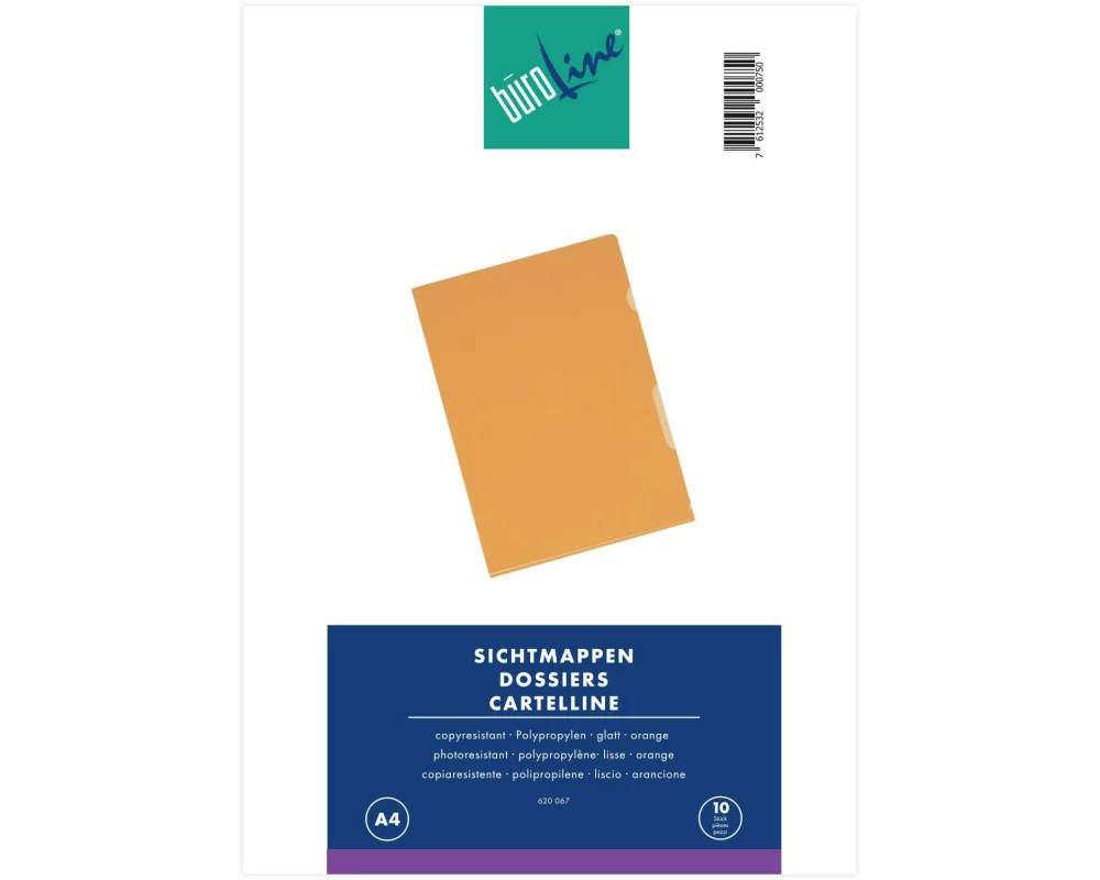 Büroline Sichthülle A4 Orange, 10 Stück