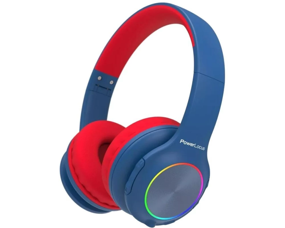 PowerLocus PLED Kinder Blau-Rot On-Ear Bluetooth LED