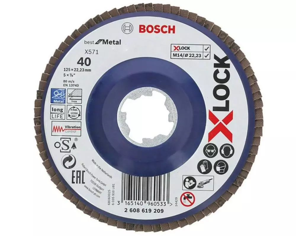 Bosch Professional Fächerschleifscheibe X-LOCK Ø125 mm, 10 Stück