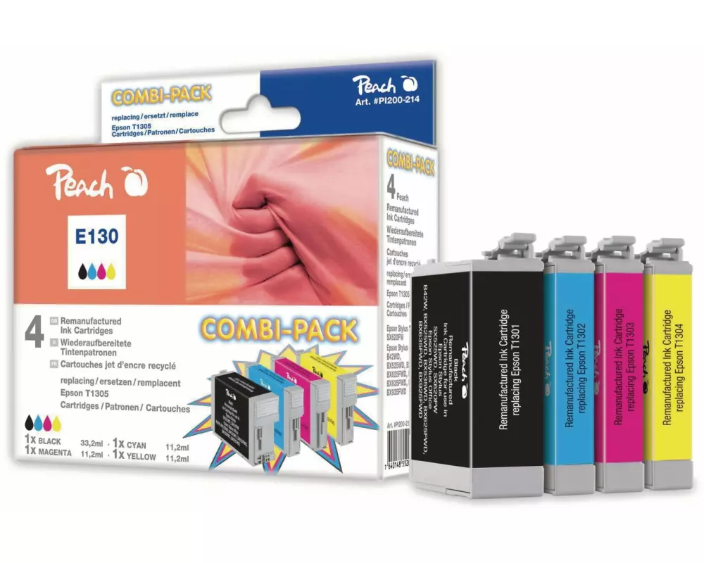 Peach Tintenset Epson T1305 BK, C, M, Y