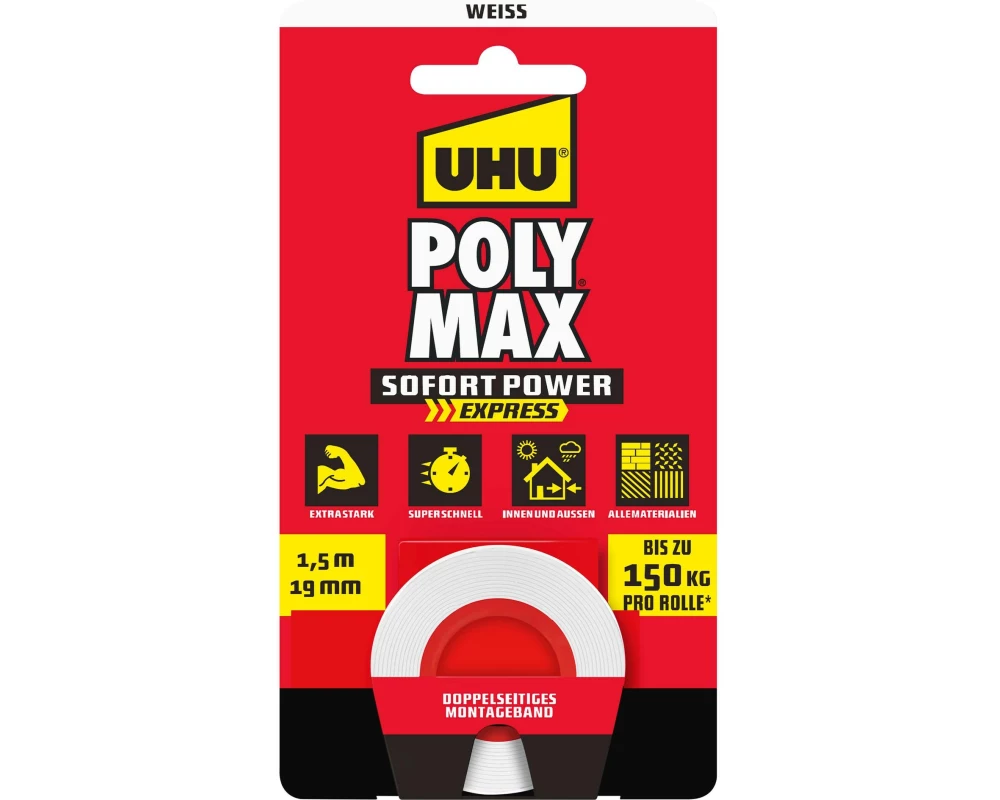UHU Poly Max Tape Weiss 1.5 m