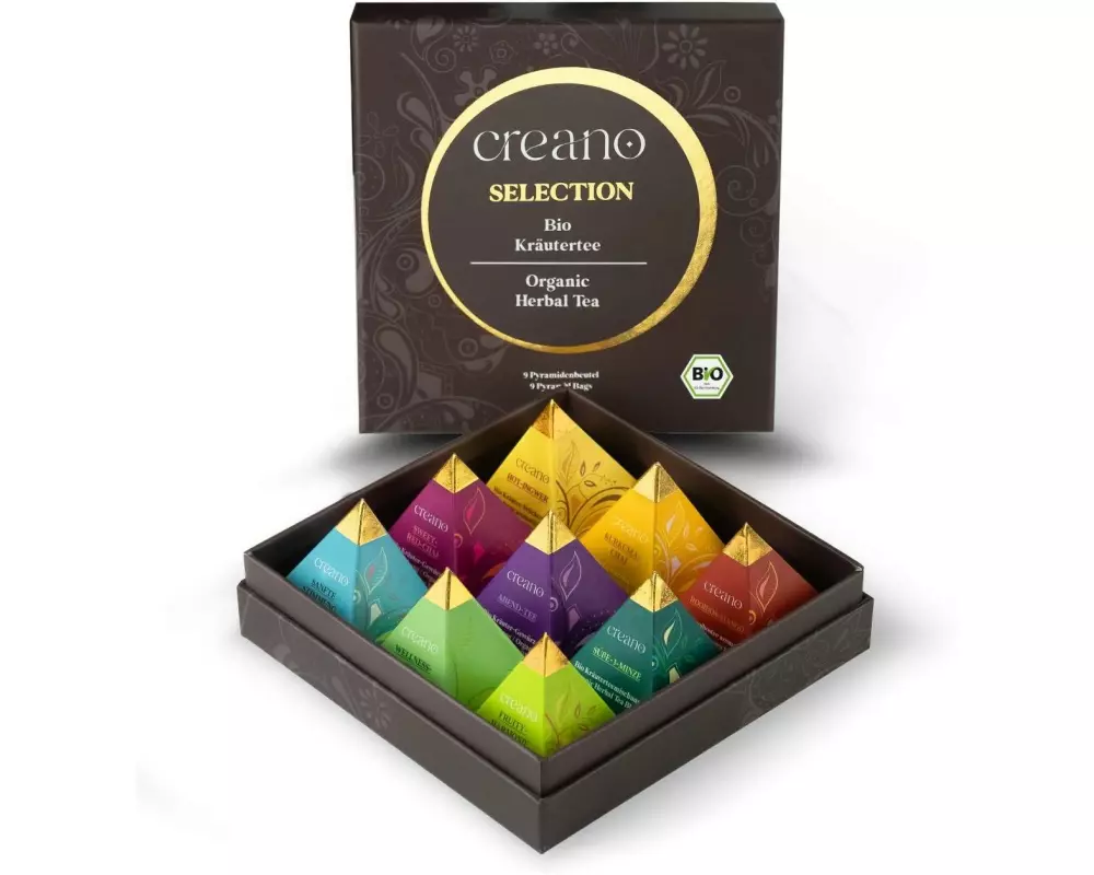 Creano Geschenkset Organic Herbal Tea 9 Bio-Pyramiden-Teebeutel