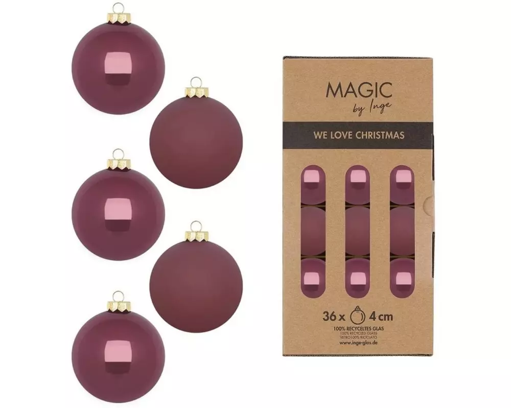 INGES CHRISTMAS DECOR Weihnachtskugel 4 cm Rosa, 36 Stück