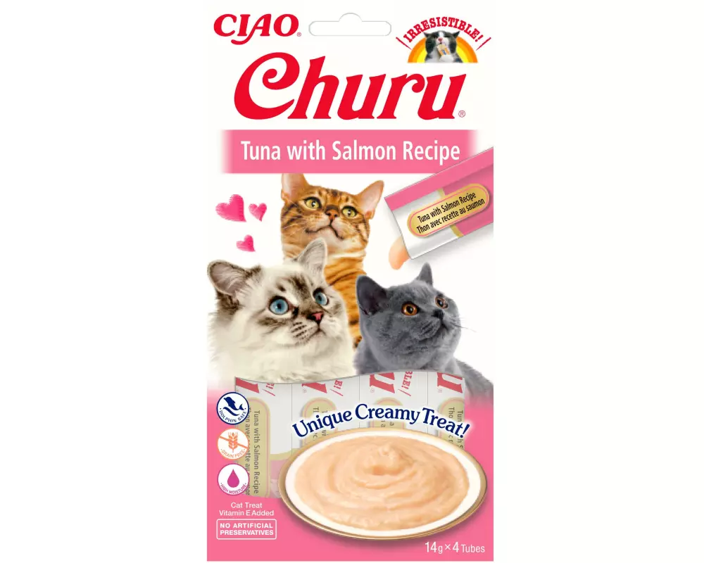 CIAO Churu Katzen-Snack Pürees Thunfisch & Lachs, 4 x 14 g