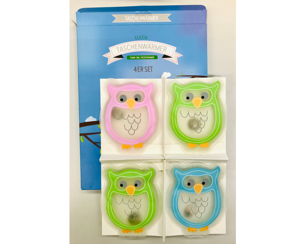 ROOST Taschenwärmer Eule 4 Set 512525.1. assortiert