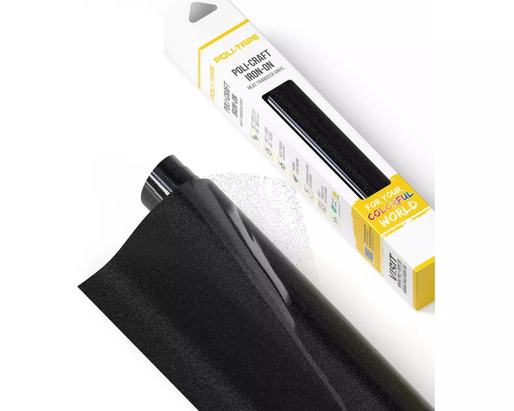 Poli-Tape Aufbügelfolie Pearl Glitter, 30.5 x 61 cm, Schwarz