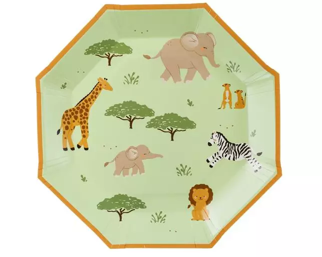 Partydeco Safari Einwegteller Papier 23 cm Mehrfarbig 6 Stk.
