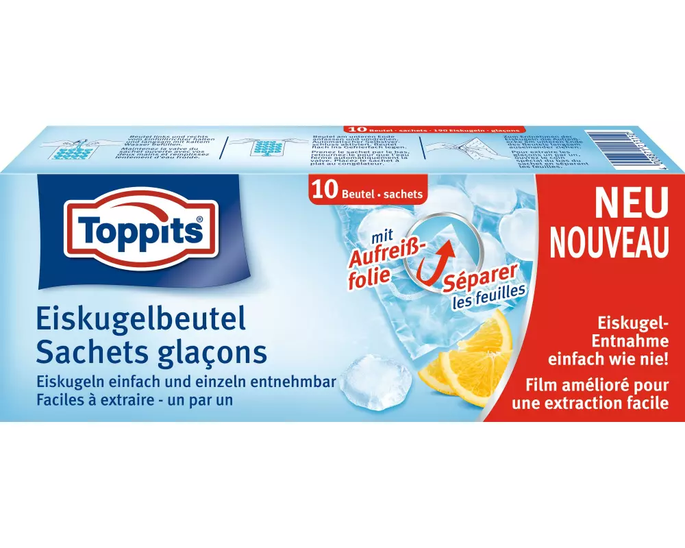 Toppits Eiswürfelbeutel 10 Stück, Blau/Transparent