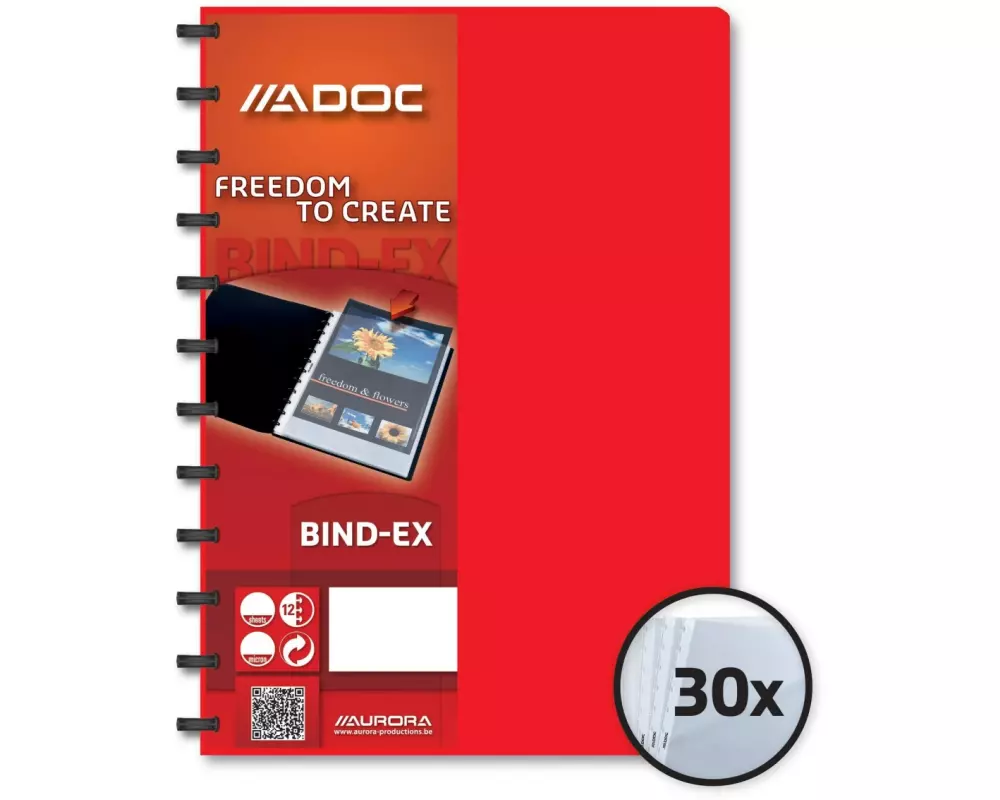 Adoc Sichtbuch Bind-Ex A4, 30 Taschen, Rot