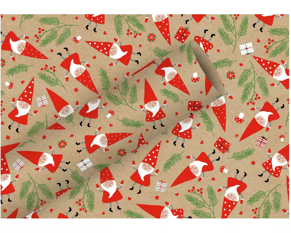 Braun + Company Geschenkpapier Gnomes 2 m x 70 cm