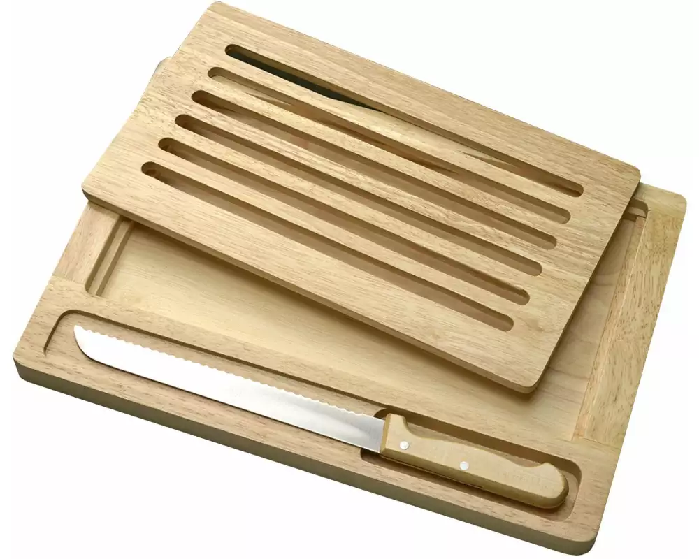 Heidi Cheese Line Brotschneidebrett Hevea 27 cm x 38 cm, Hellbraun