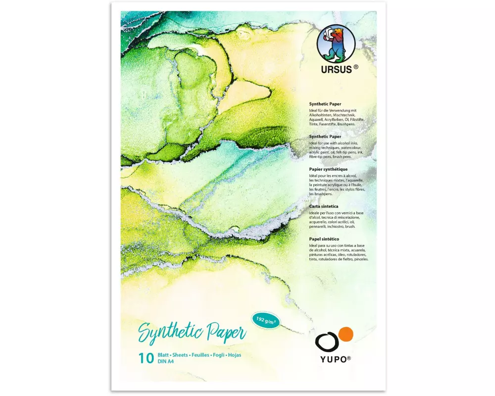 URSUS Malblock Yupo Synthetik, A4, 192 g/m2, 10 Blatt